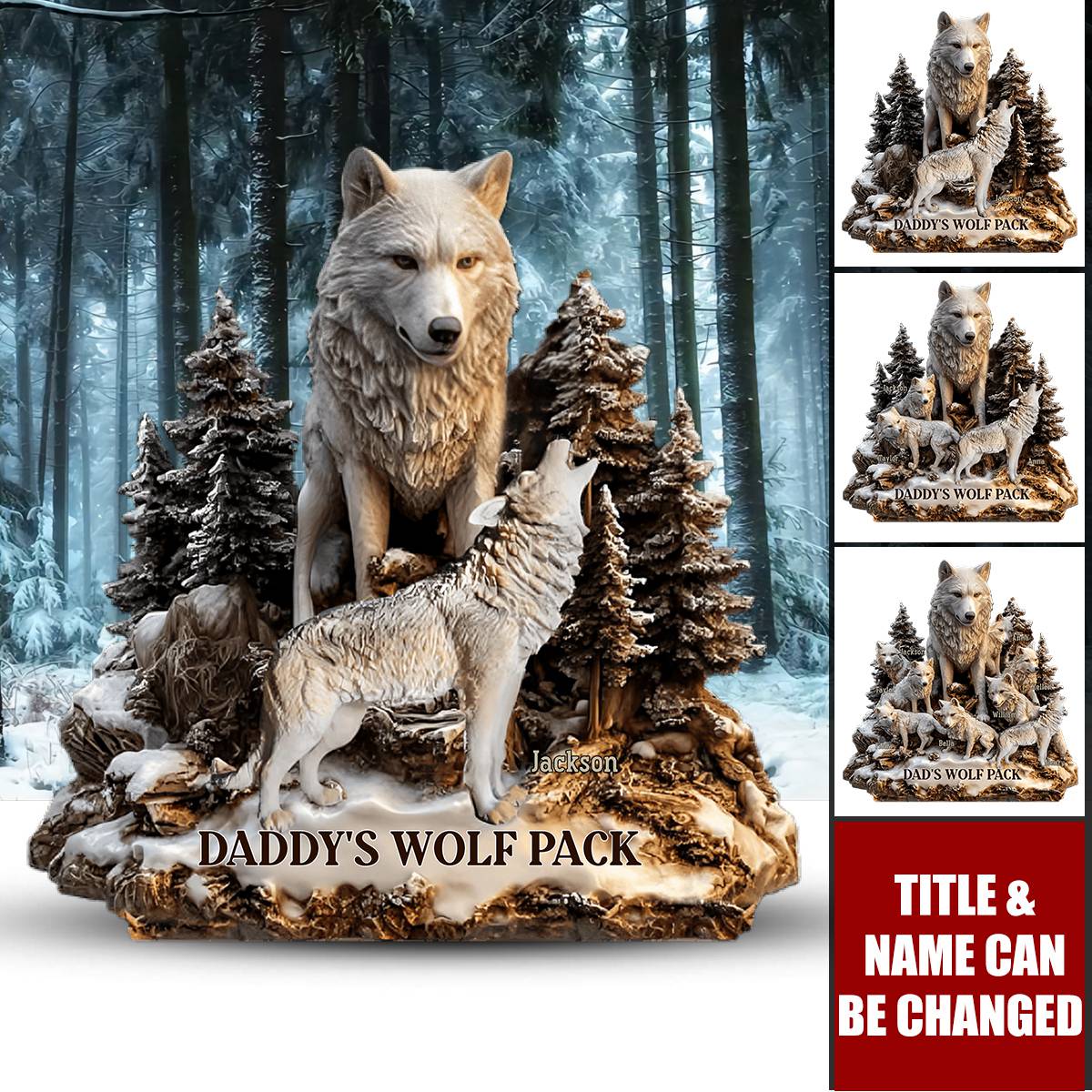 Papa's Wolf - Personalized Father Custom Shaped Acrylic Plaque