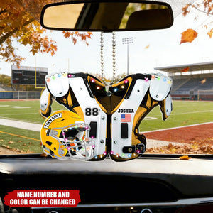 American Football Shoulder Pads and Helmet - Personalized Car Ornament