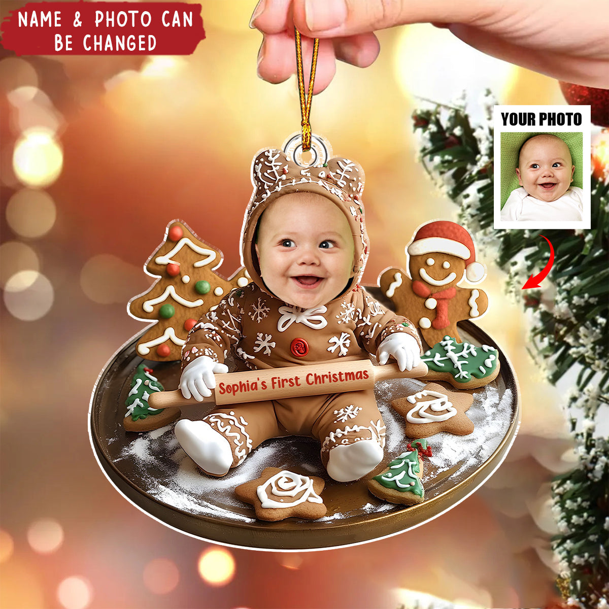Baking With Baby: A Gingerbread Christmas - Personalized 1-Layer Acrylic Ornament