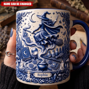 Witch Toile De Jouy - Personalized Accent Mug - Halloween Gifts For Her, Witch Lovers
