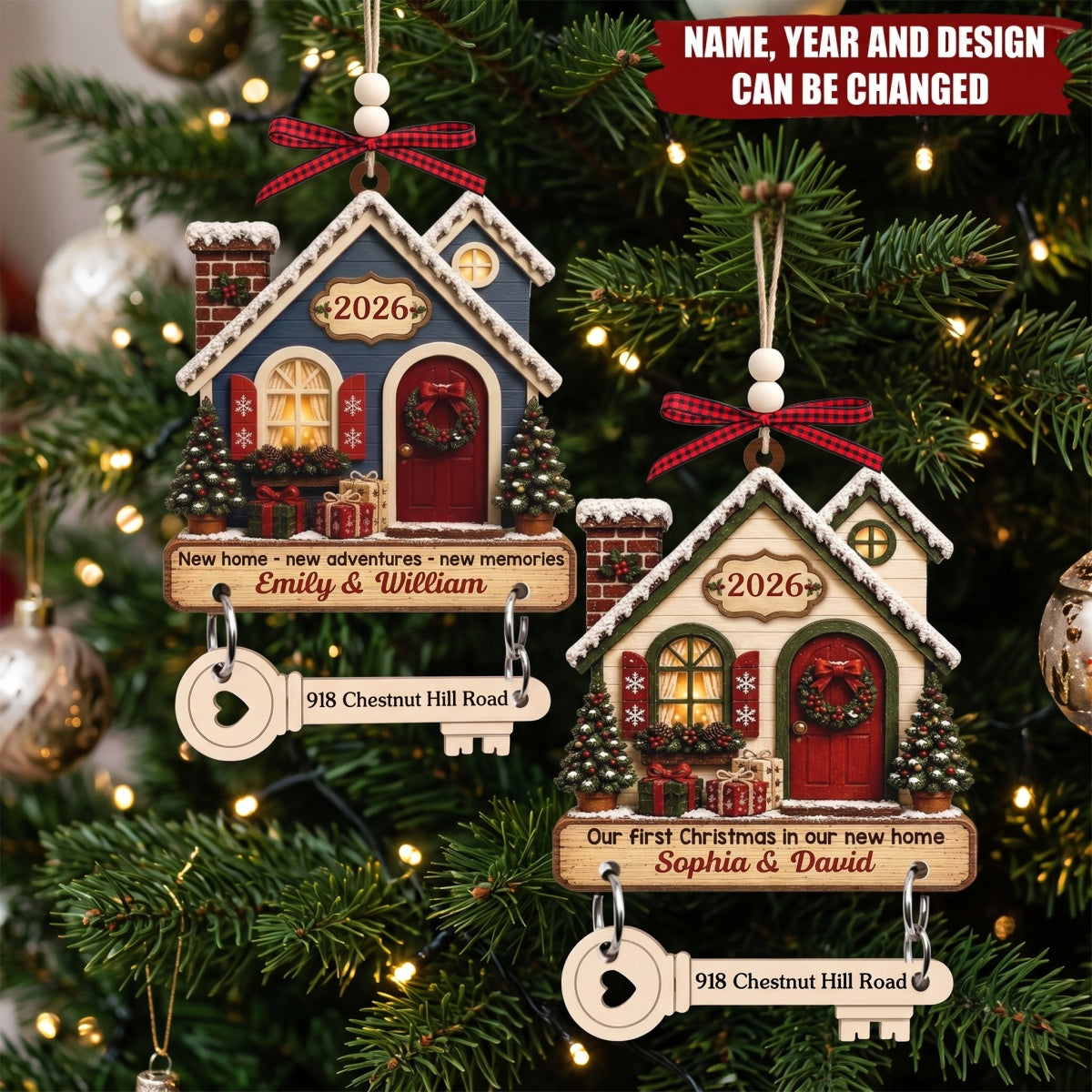 Key To New Beginnings - Personalized New Home Wooden Ornament With Tag