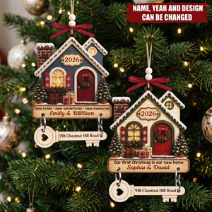 Key To New Beginnings - Personalized New Home Wooden Ornament With Tag