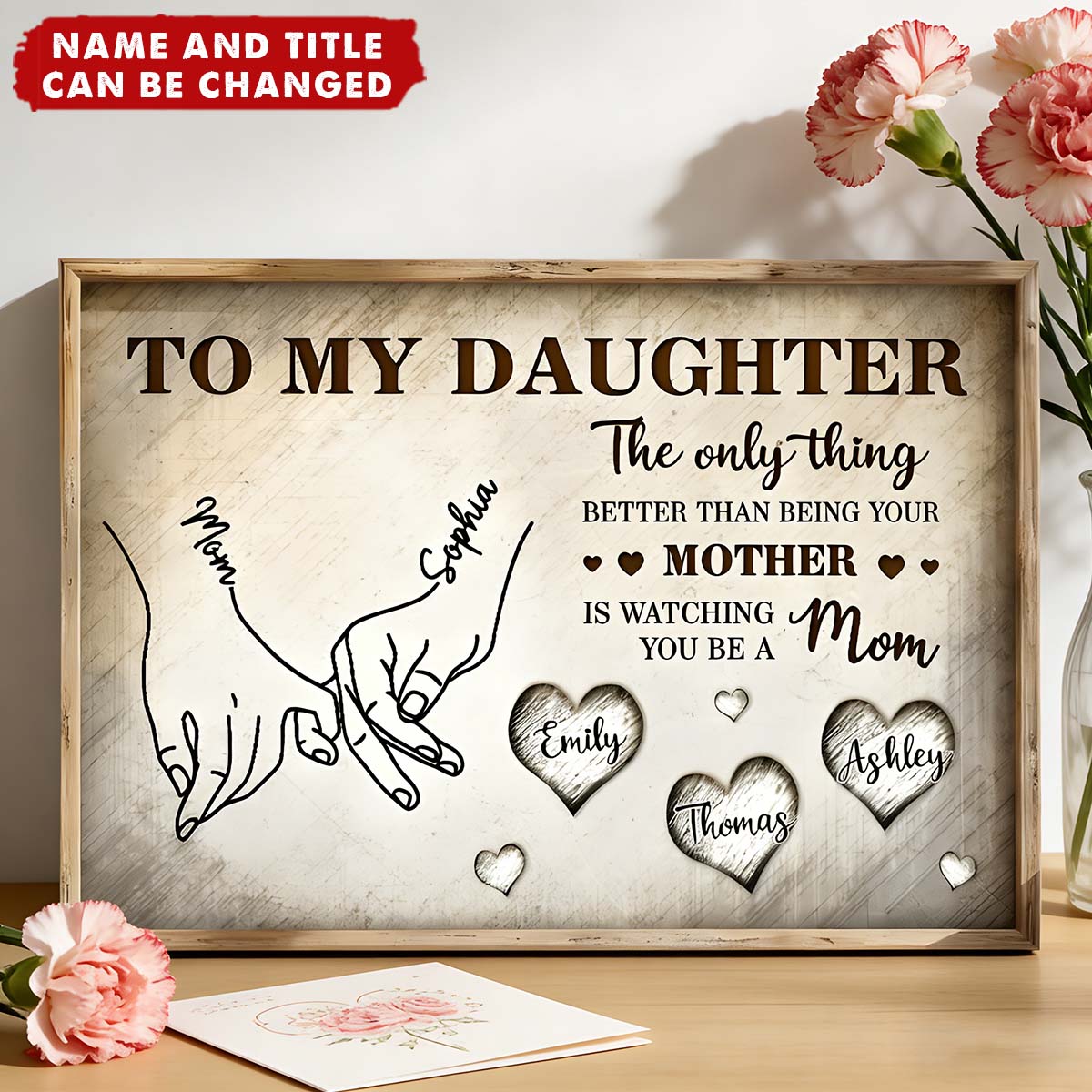 To My Daughter Mom And Daughter Holding Hands - Personalized Poster