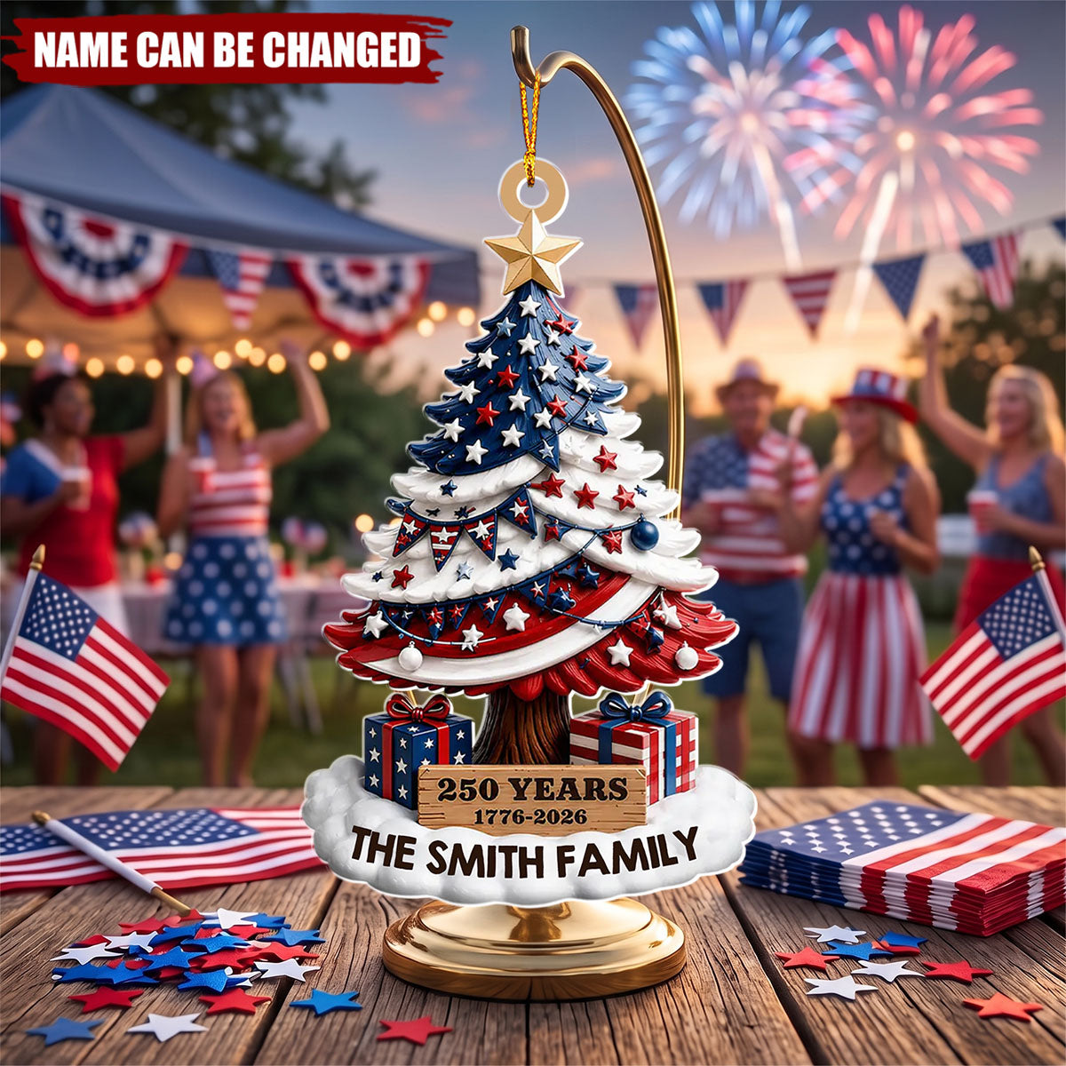 Patriotic Holiday - Personalized Acrylic Custom Shape Ornament