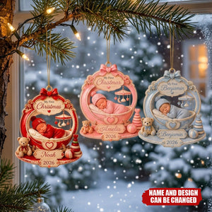 Personalized Baby’s First Christmas Ornament 2026, Custom Baby Name Acrylic Keepsake