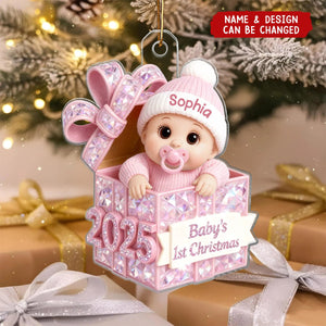 Shining Effect Pastel Color Baby's First Christmas - Personalized Acrylic Ornament