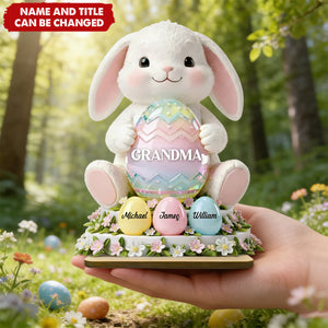 Bunny Grandma Easter - Personalized 2-Layered Wooden Plaque,  Easter Decor for Grandma