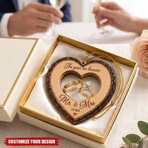 "The Year We Became Mr. & Mrs." Personalized Wooden Ornament - Custom Wedding Gift for Couples