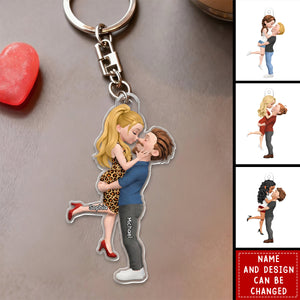 Arms Around Forever - Personalized Acrylic Keychain, Gift For Couple
