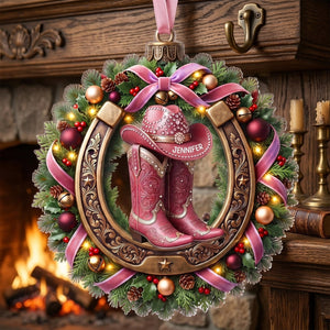 Sparkly Cowgirl & Cowboy - Personalized Acrylic Custom Shape Ornament
