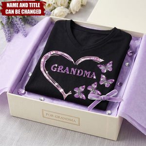 Custom Bling Shirt For Grandma/ Mother - Personalized V-neck T-shirt