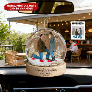 Our First Time Engaged Keepsake - Personalized Car Ornament