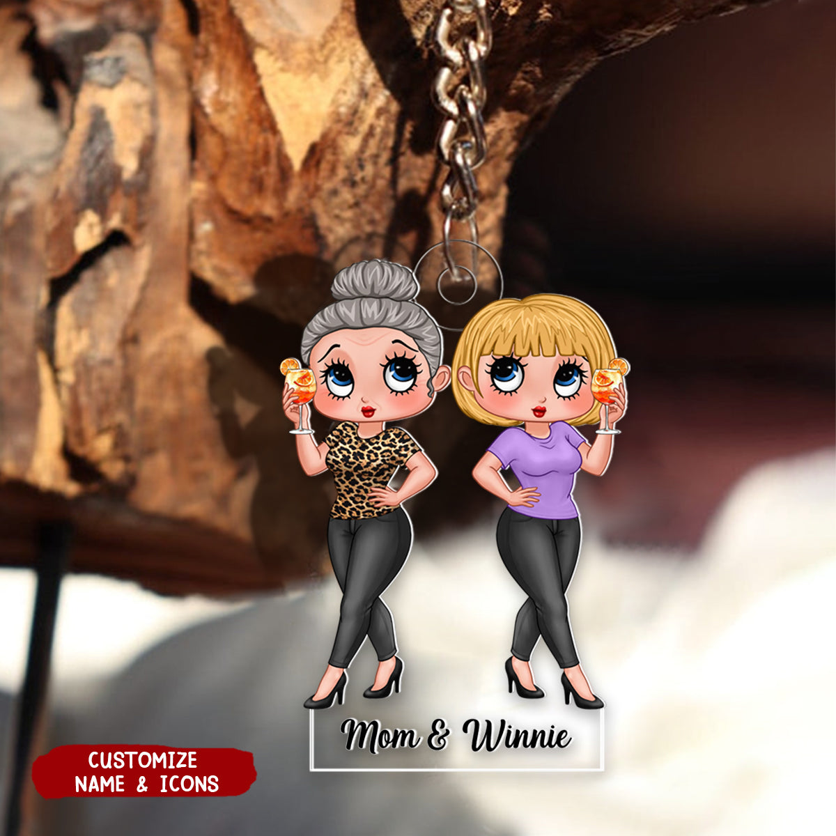 Pretty Sassy Women Personalized Acrylic Keychain