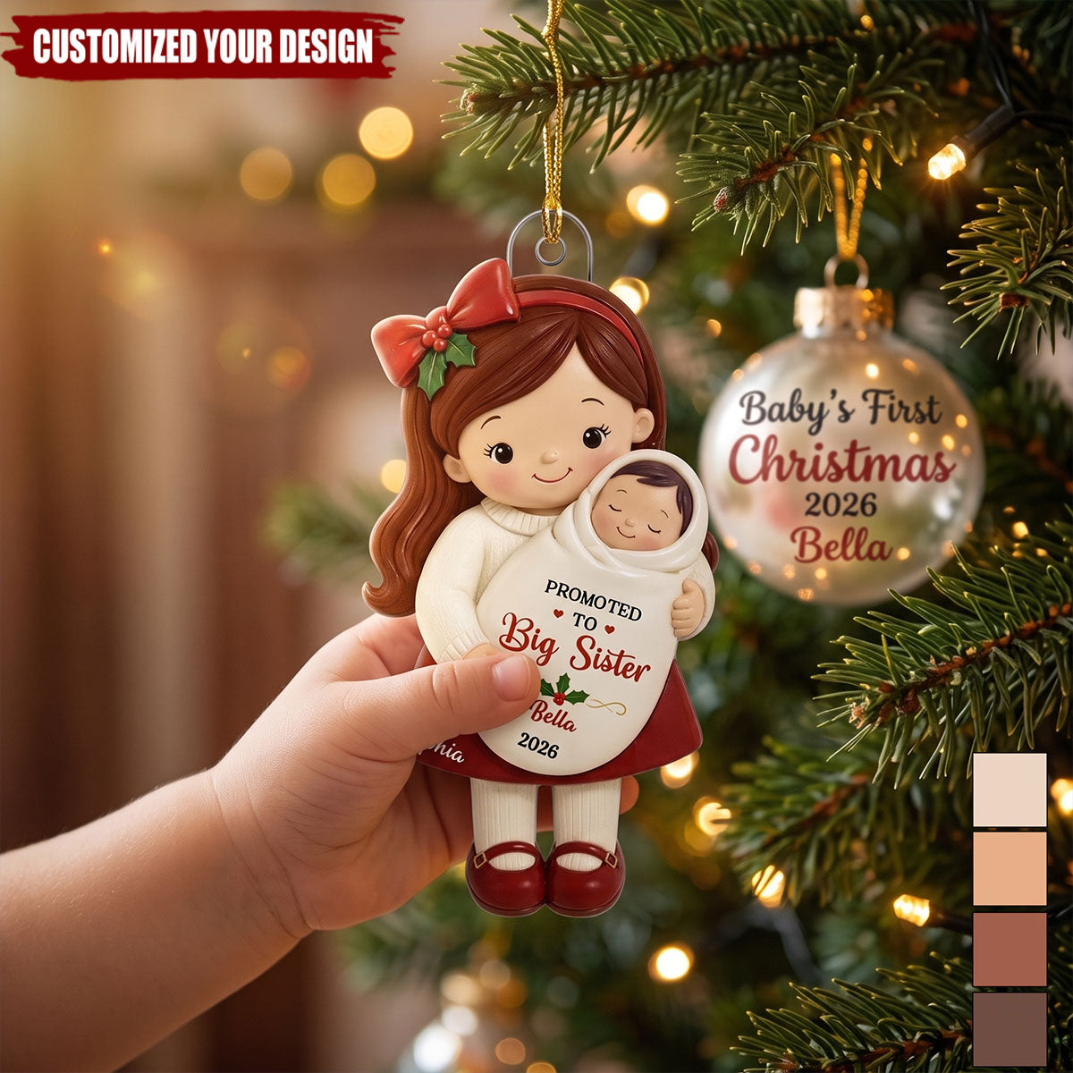 Promoted To Big Sibling Christmas Theme - Personalized Acrylic Ornament - New Big Brother/Sister Gift