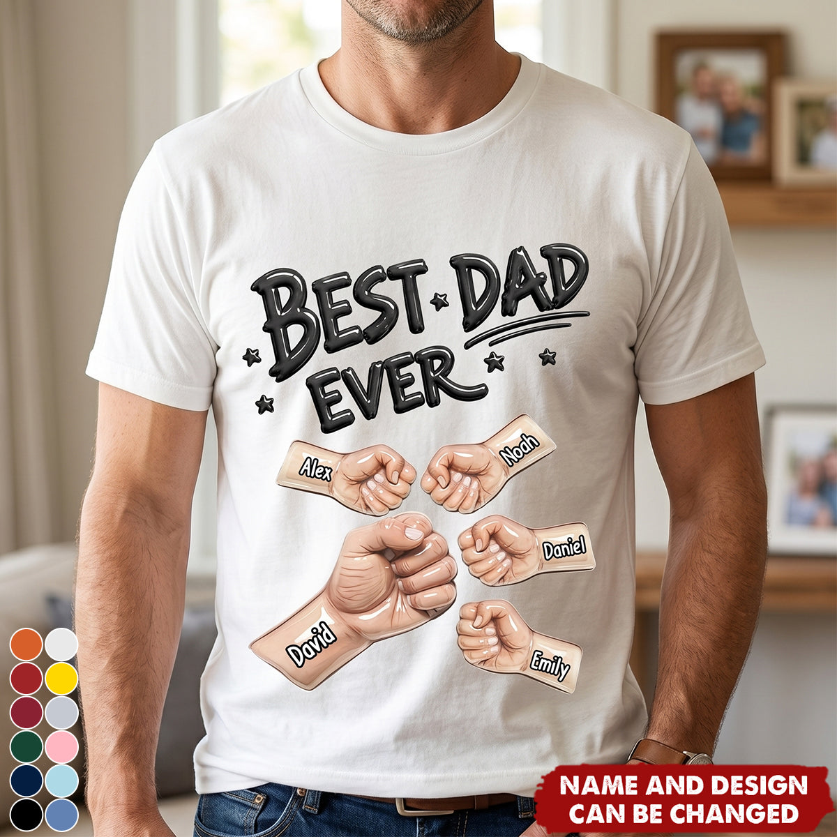 Best Dad Ever Fist Bump - Personalized Shirt For Dad, Grandpa