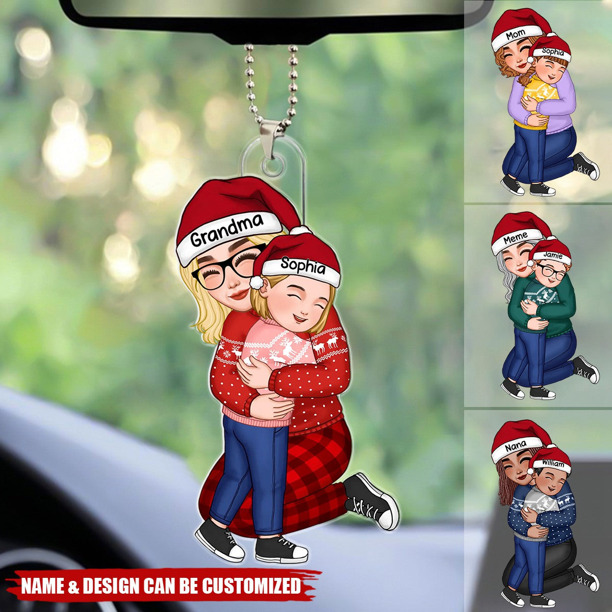 Cute Grandma Hugging Grandkid Personalized Acrylic Ornament