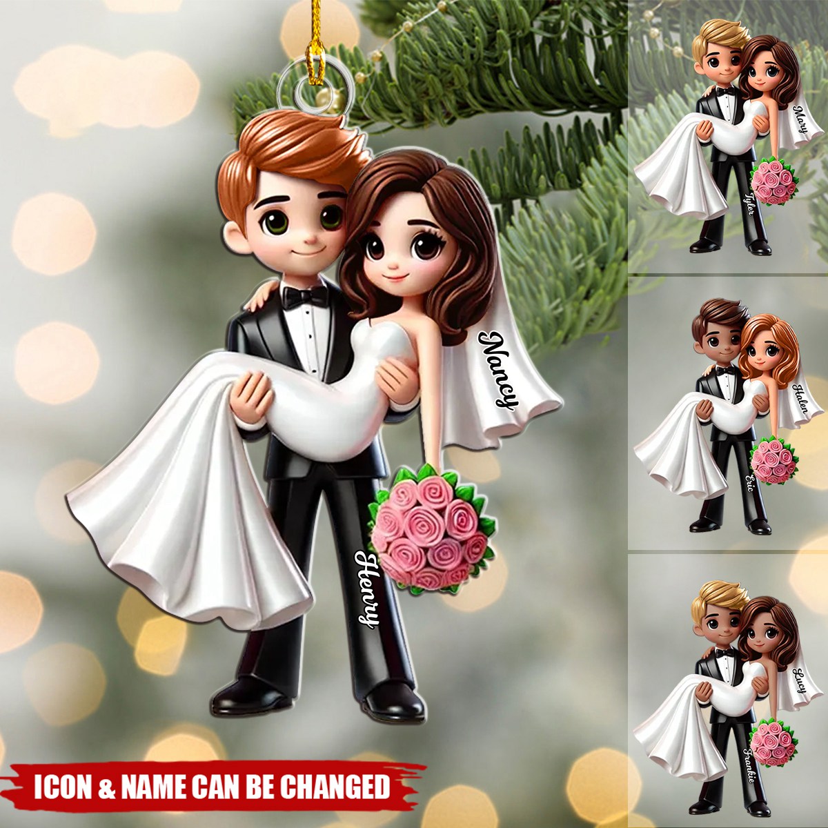 Personalized Mr Mrs Married Couple Personalized Acrylic Ornament, Gift For Him, Her