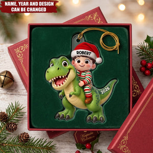 Trending Kid With Dinosaur Design For Boy Girl - Personalized Acrylic Ornament, Gift For Grandkids