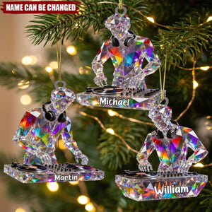 Turntablist Custom Name Stained Glass Effect Acrylic Christmas Ornament, Gift For DJ, Music Ornament