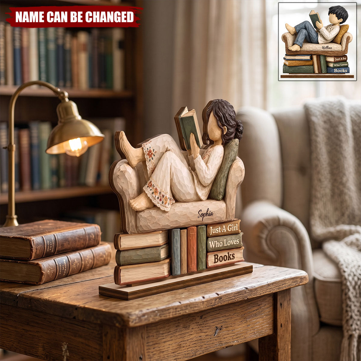 Custom 2-Layered Wooden Plaque - Personalized Bookish Gifts For Book Lovers, Bookworms, Readers