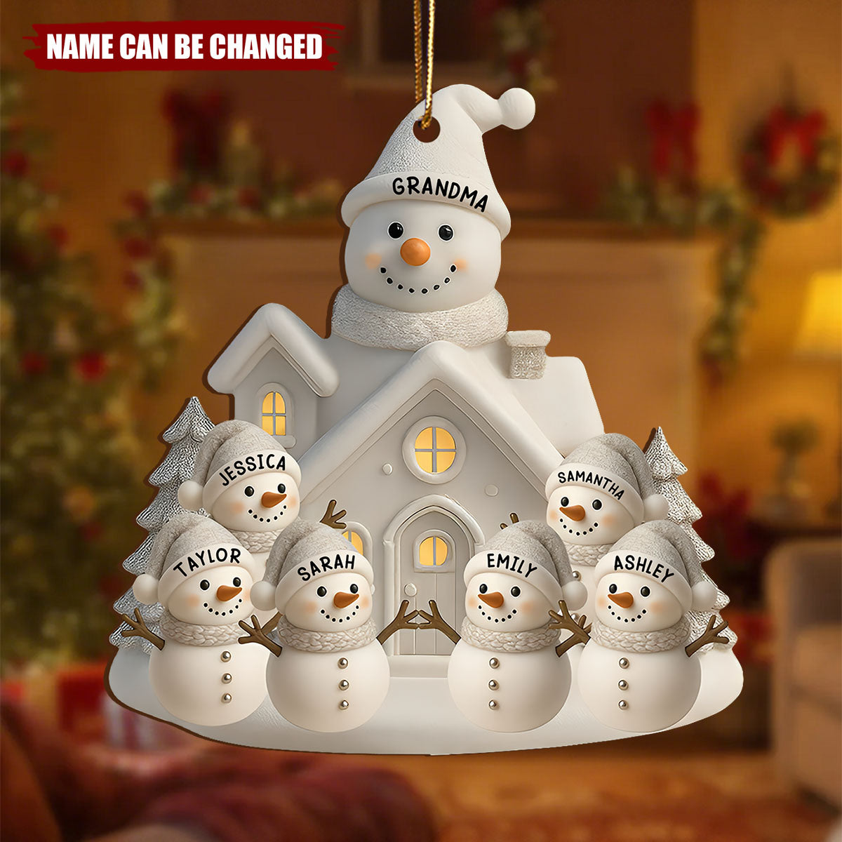 Celebrate Warmth And Joy With Snowman Family - Personalized Wooden Ornament
