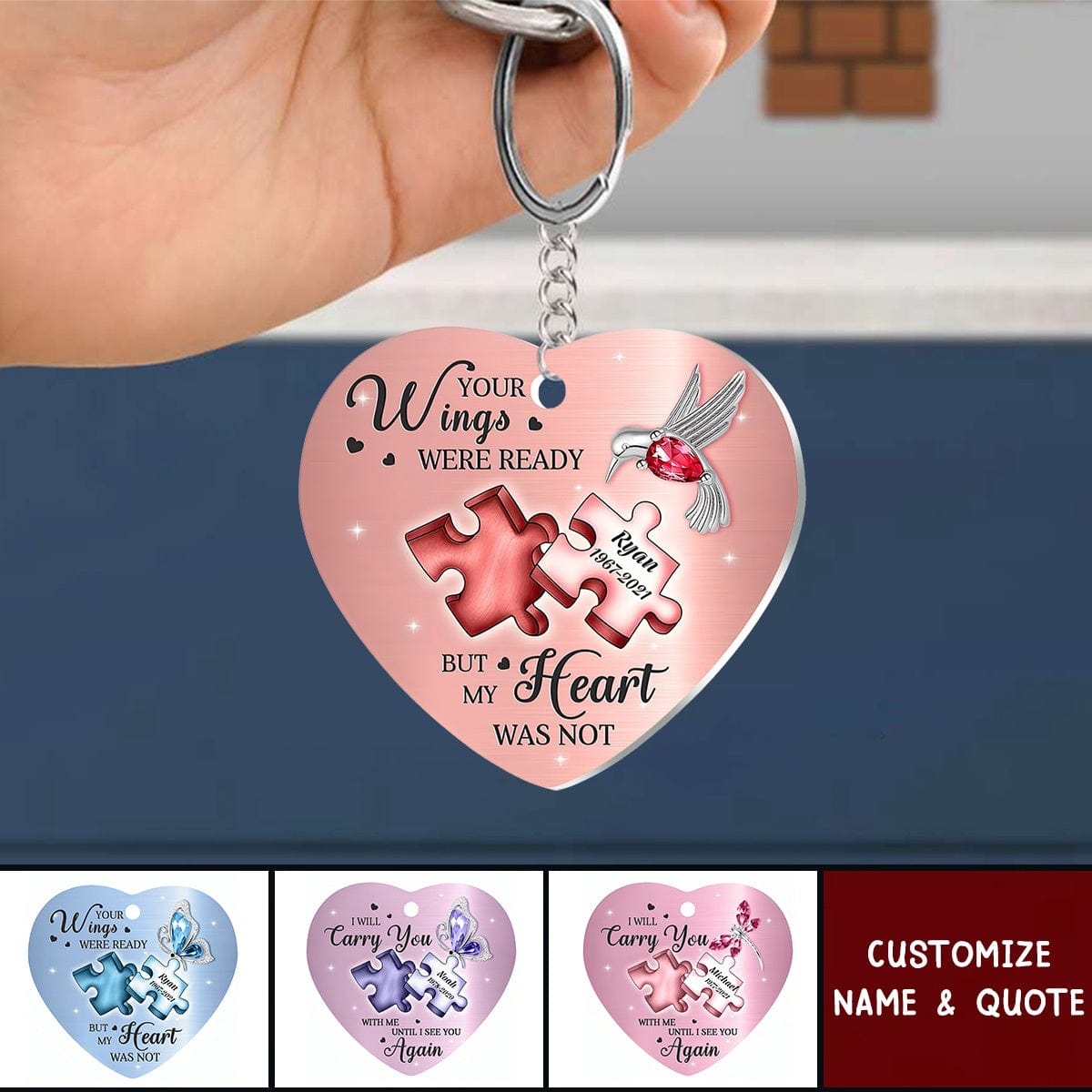 A Piece of My Heart Lives In Heaven - Personalized Memorial Acrylic Keychain