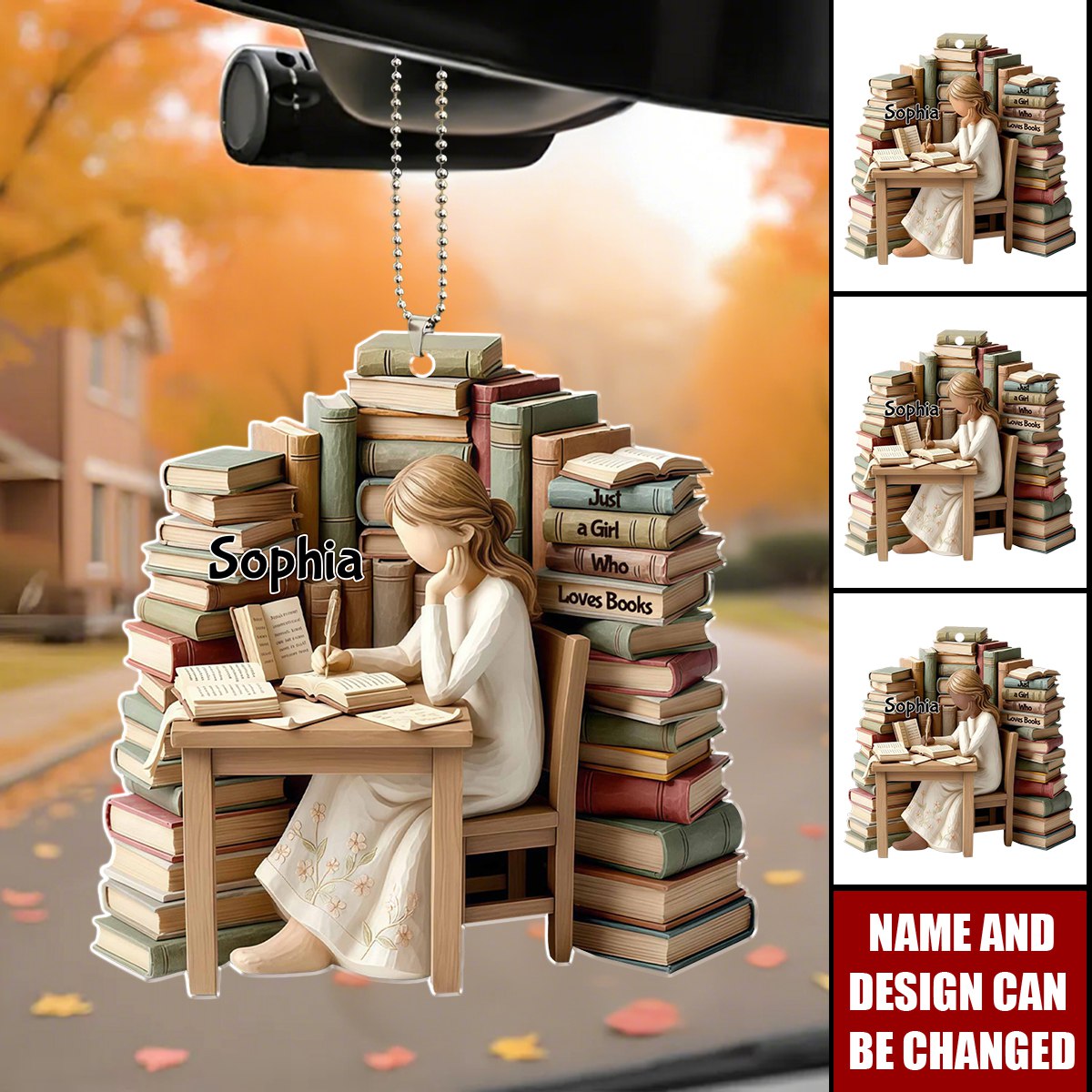 Just A Girl Who Loves Books Car Hanging Ornament, Gift For Book Lovers