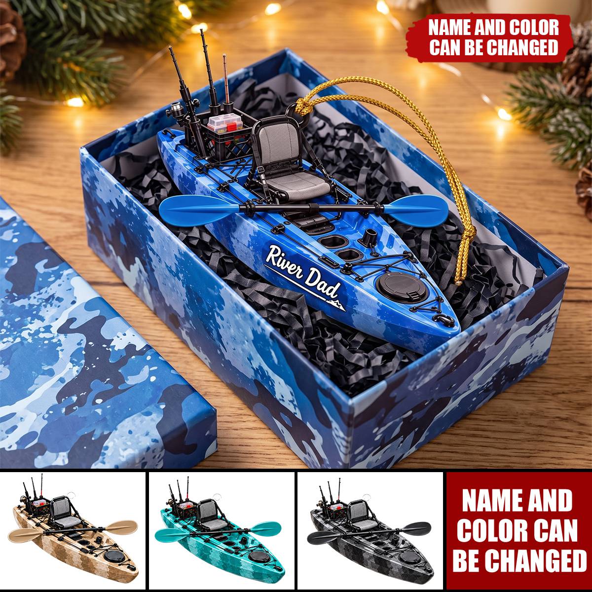 Personalized Fishing Kayak Acrylic Ornament — Gift For Fishermen & Fishing Lovers