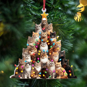Christmas Cat Tree Ornament, Christmas gift, Cats Lover Gift