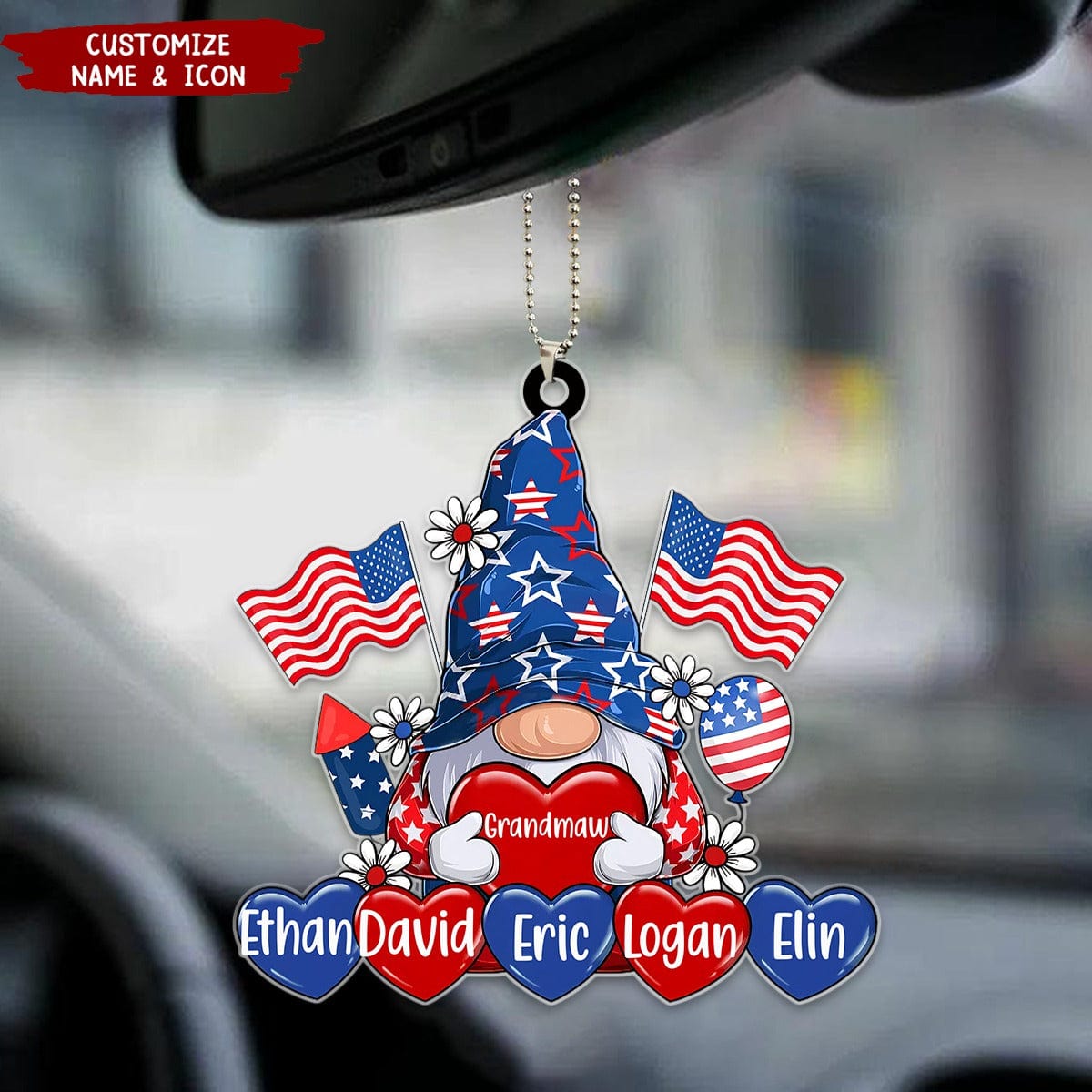 American Dwarf Grandma Mom Heart, 4th Of July Personalized Acrylic Ornament