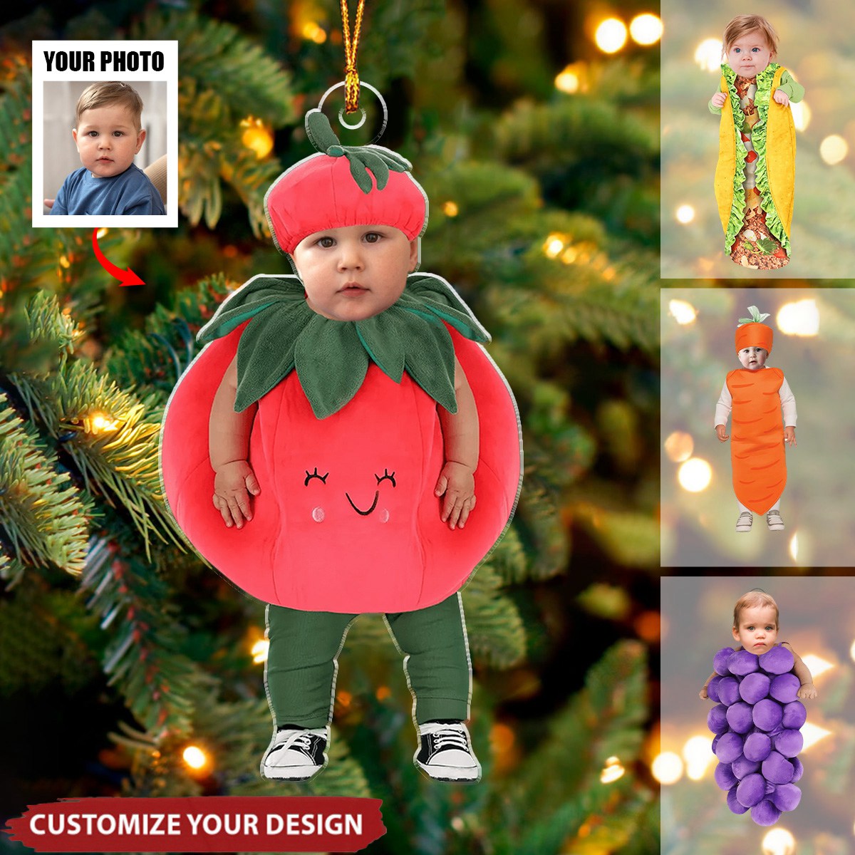 Food And Fruit Baby - Personalized Acrylic Photo Ornament, Gift For Kids
