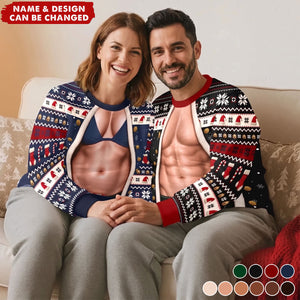 Personalized Ugly Christmas Couple Sweatshirt - Gift For Husband & Wife