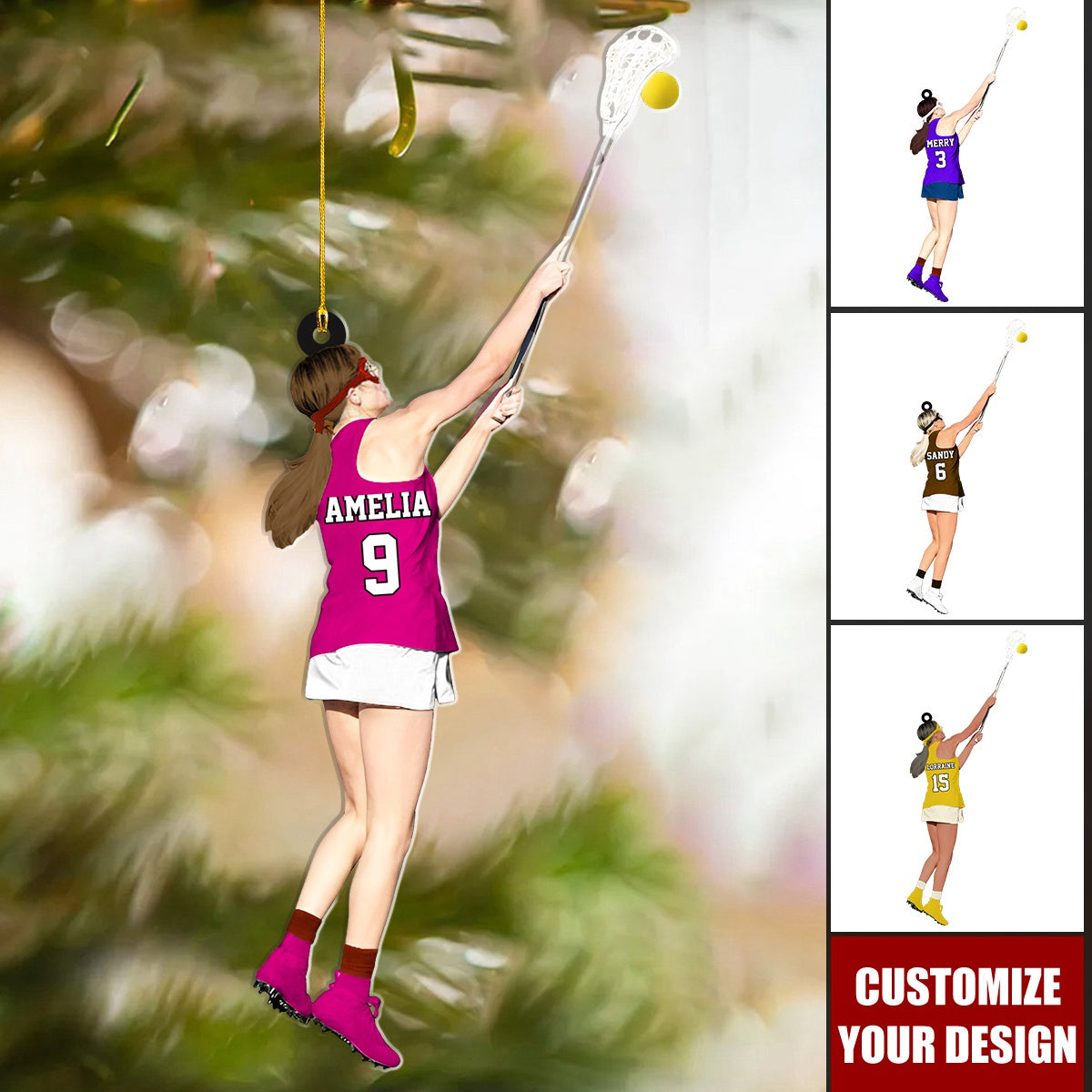 Lacrosse Women - Personalized Acrylic Christmas Ornament, Gift for Lacrosse Players