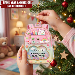 Kids School Backpack - Personalized Acrylic Custom Shape Ornament