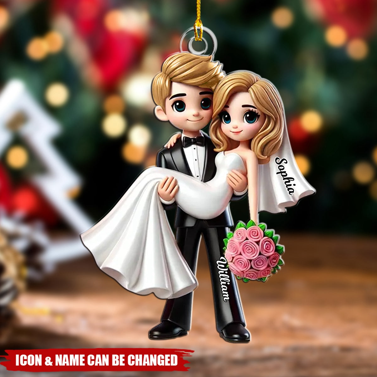 Personalized Mr Mrs Married Couple Personalized Acrylic Ornament, Gift For Him, Her