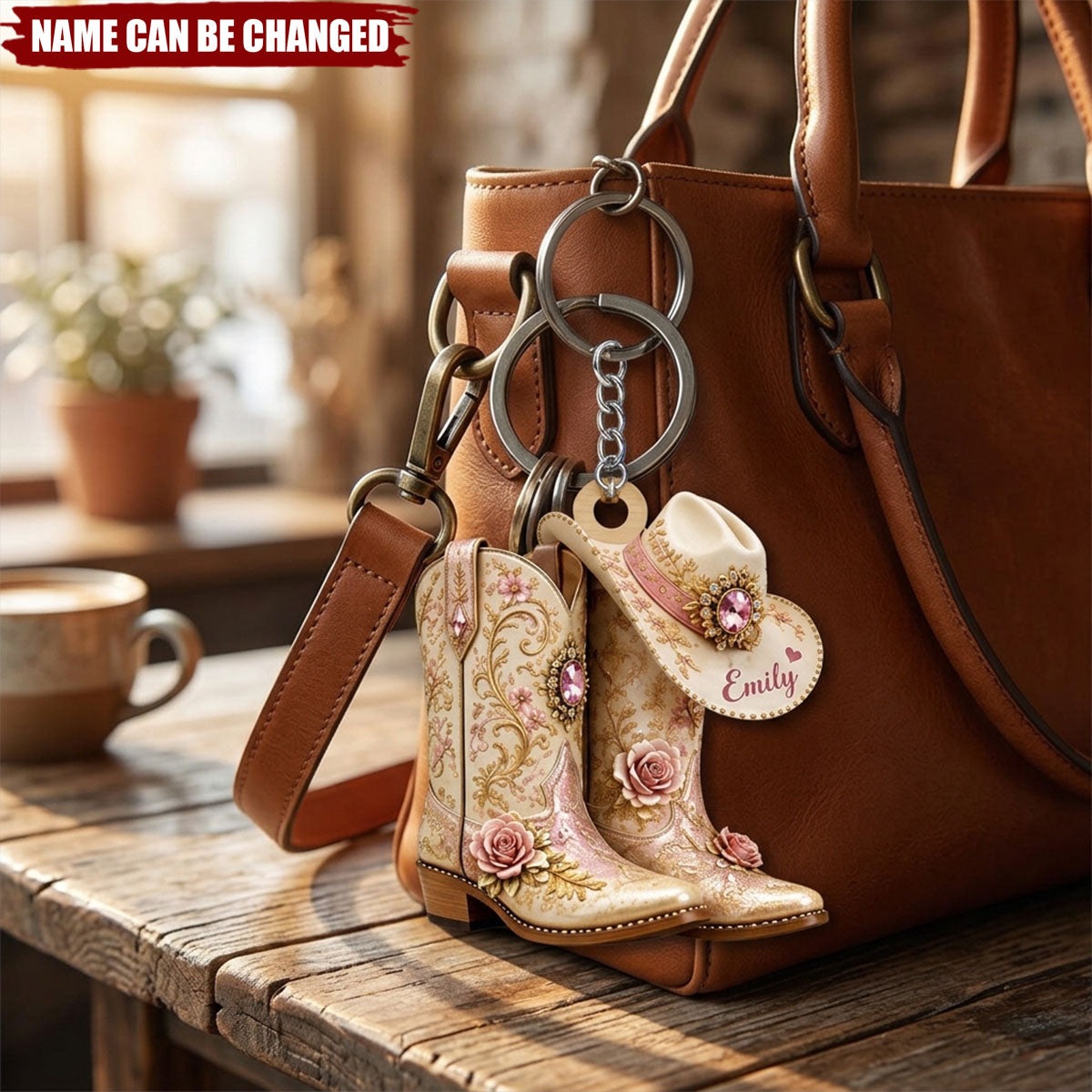 Personalized Cowgirl Boots Acrylic Keychain, Custom Western Hat Keychain, Cowgirl Heart Keyring, Cowboy Keepsake Gift
