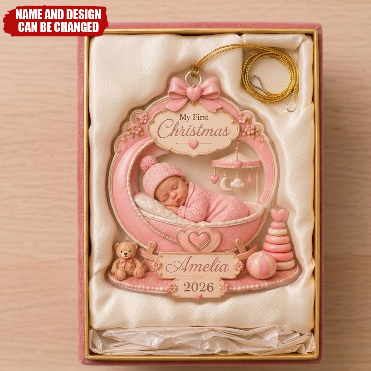 Personalized Baby’s First Christmas Ornament 2026, Custom Baby Name Acrylic Keepsake