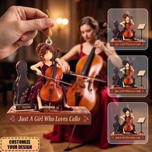 Personalized Cello Girl Acrylic Ornament – Custom Gift For A Daughter Who Plays The Cello