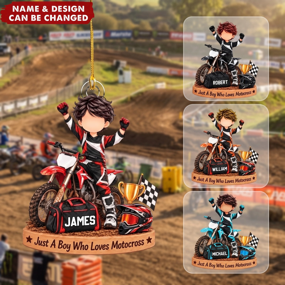 Just A Boy Who Loves Motocross  – Personalized Acrylic Custom Shape Ornament