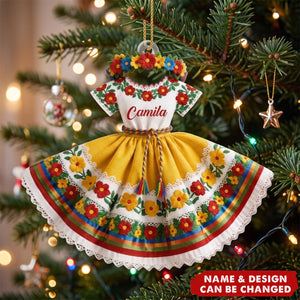 Hispanic Heritage Dress, Personalized Custom Acrylic Ornament, Gift For Family