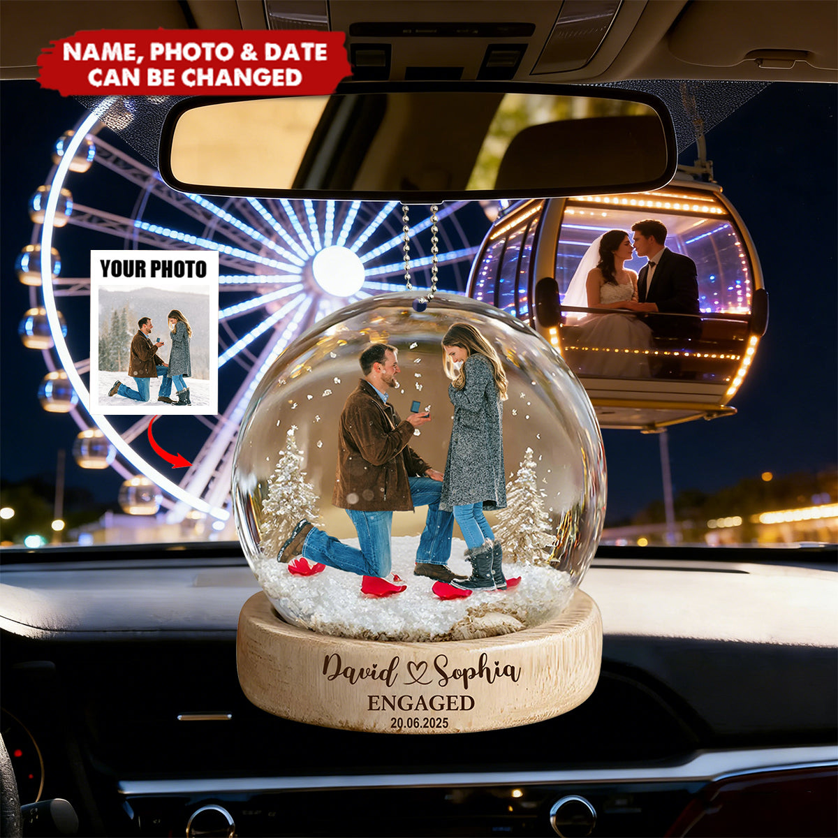 Our First Time Engaged Keepsake - Personalized Car Ornament