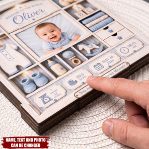 Custom Photo Baby Birth - Personalized Baby Wooden Block