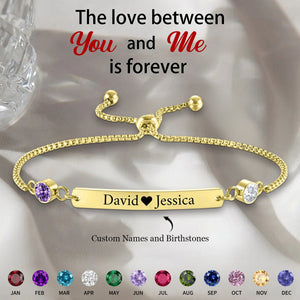 Personalized Couple Forever Linked Together Custom Birthstones Bracelet