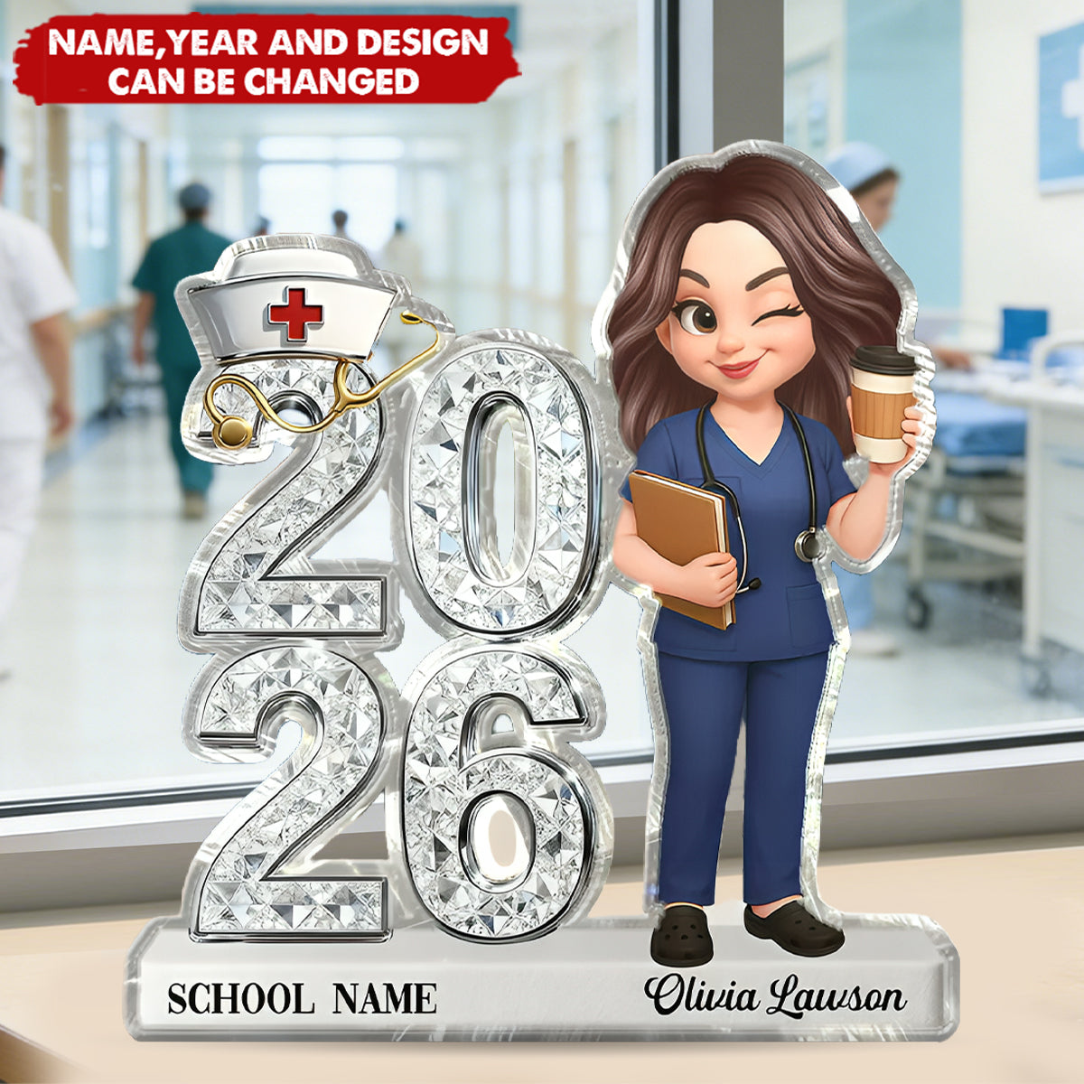 Class Of 2026 2027 New Nurse Shiny Effect - Personalized Acrylic Block Plaque