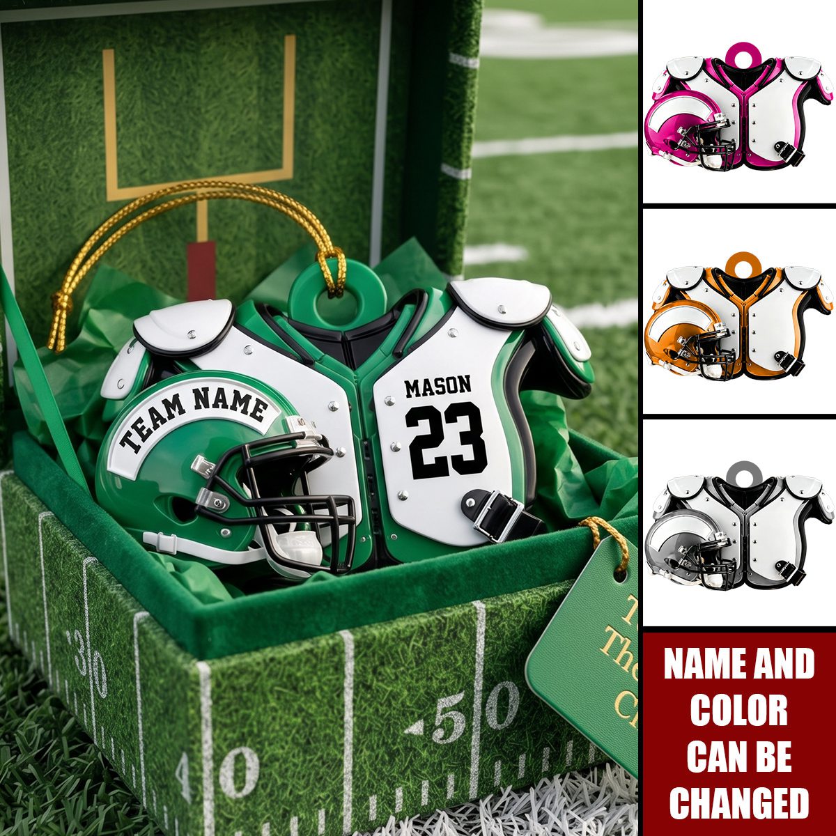 Personalized Football Ornament, Custom Name & Number Keepsake, Gift For Football Fans