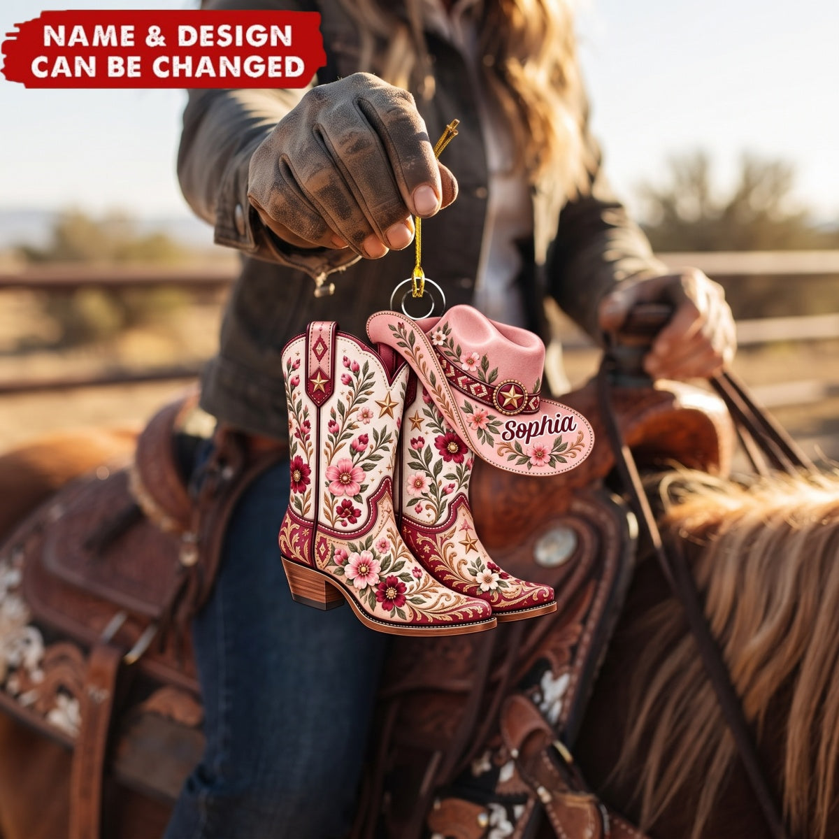 Cowgirl Boots & Hat – Personalized Acrylic Custom Shape Ornament