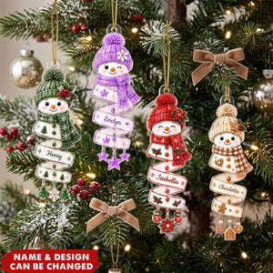 Christmas Snowman Spiral Style Custom Kids Names, Family Member Names - Personalized Acrylic Ornament