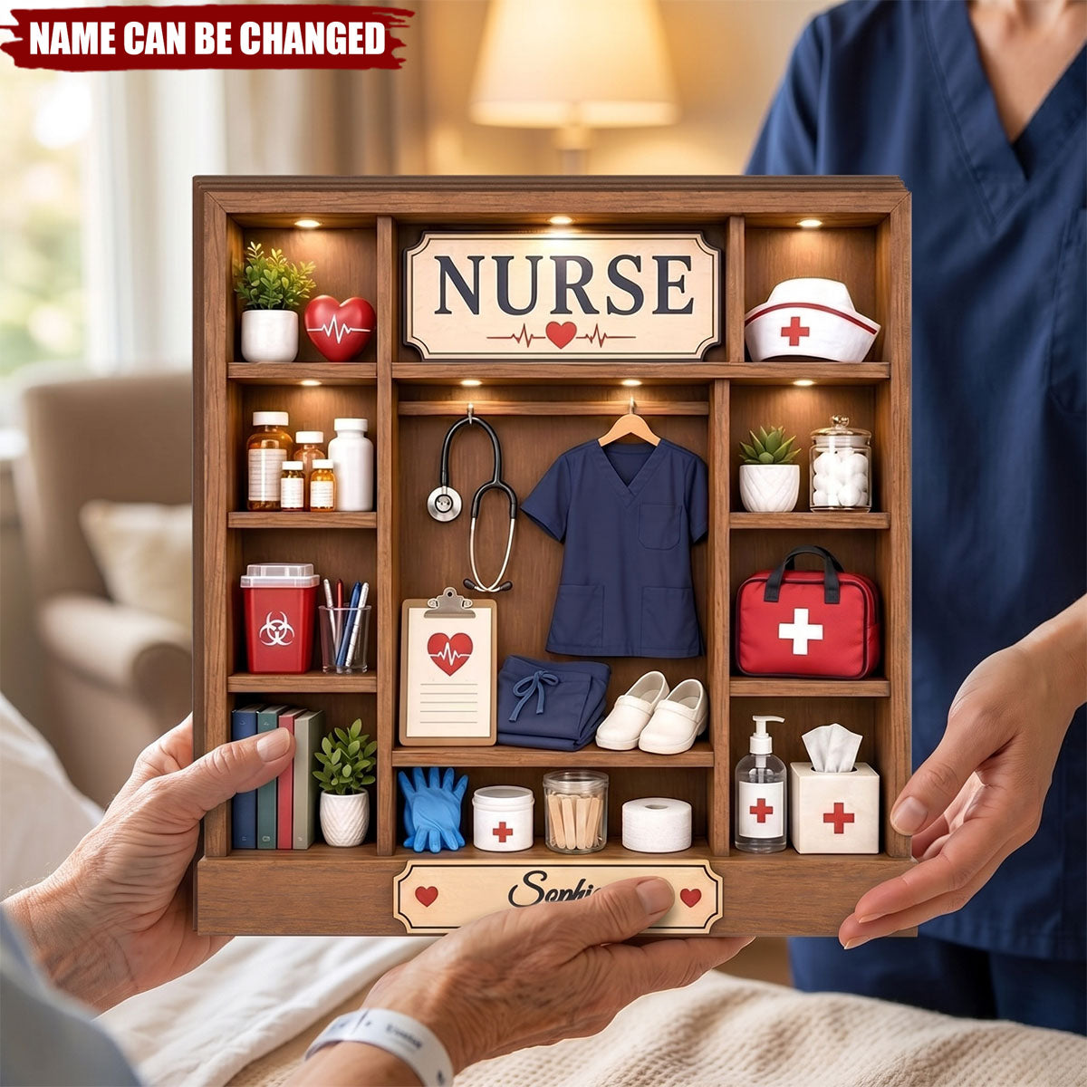 Personalized Nurse Wooden Block, Custom Medical Office Shelf Sitter