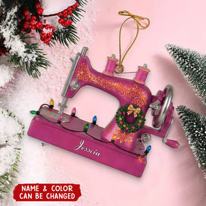 Personalized Sewing Machine Ornament – Custom Seamstress Christmas Gift for Tailors and Crafters