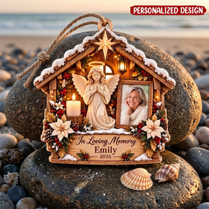 Personalized Memorial Photo Wood Ornament, In Loving Memory Christmas Ornament